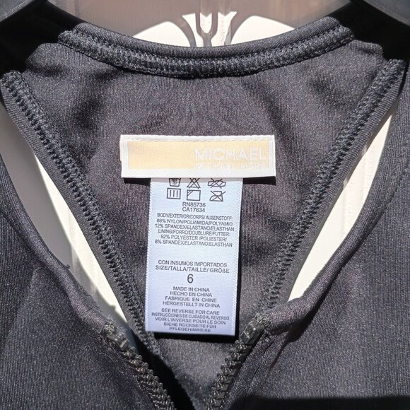 MICHAEL KORS Scuba Zip Swimsuit Womens 6 Black One Piece Bathing Suit NWT - Picture 6 of 16